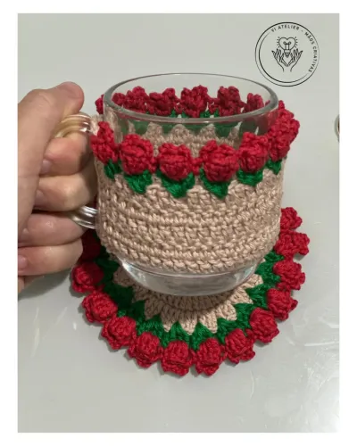 Souplat e capa para xícara em Crochê