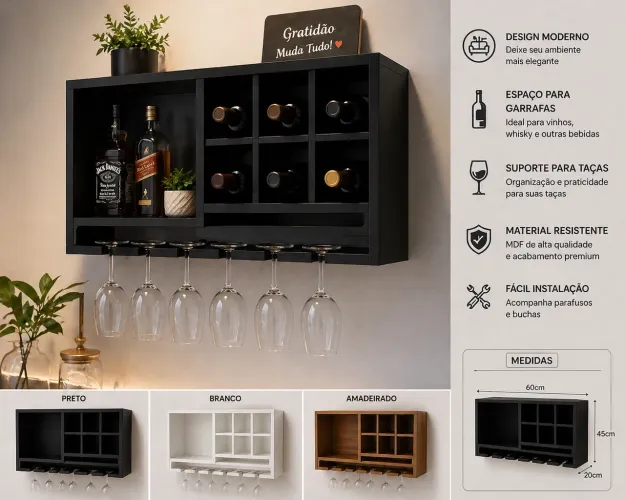 NICHO BAR / ADEGA DE PAREDE - MODERNO E ELEGANTE