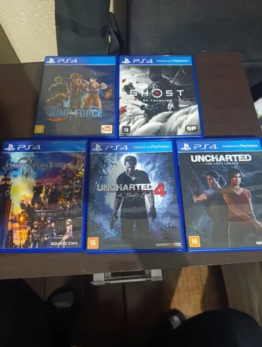 Lote 5 jogos ps4 (jump force raro) uncharted / ghost of tsushima