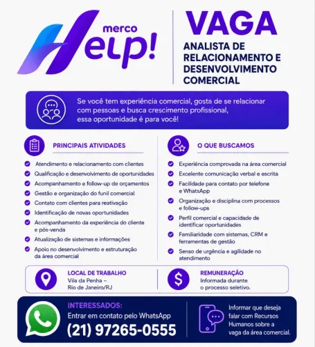 Analista de Relacionamento e Desenvolvimento Comercial