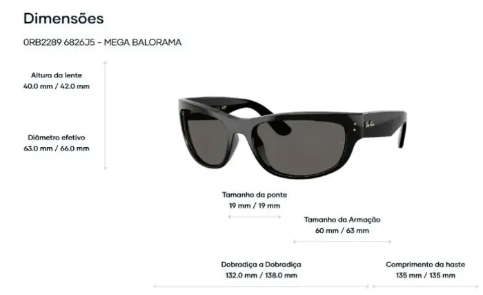 Óculos escuro Ray Ban mega balonizado unissex