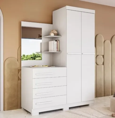 Guarda roupa de solteiro com duas portas e quatro gavetas NOVO NA CAIXA