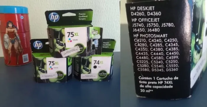 3-Cartuchos HP 75 XL e 74 XL lacrados