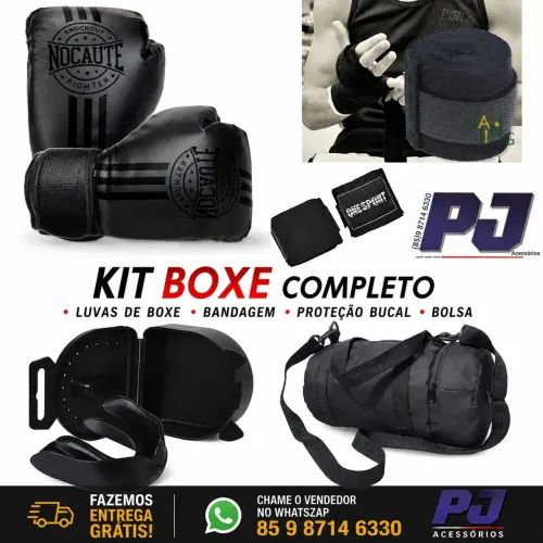 Kit luta. Luvas Muay Thai bandagem proteção bucal e bolsa. Entrega grátis