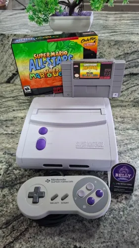 SUPER NINTENDO BABY + CONTROLE ORIGINAL + SUPER MARIO ALL STARS + MARIO WORLD NA CAIXA