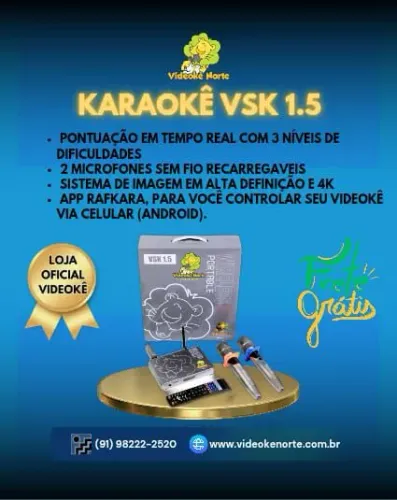 Aparelho de Videokê/ Karaokê Profissional VSK 1.5 COM 11.999 Músicas na memória 