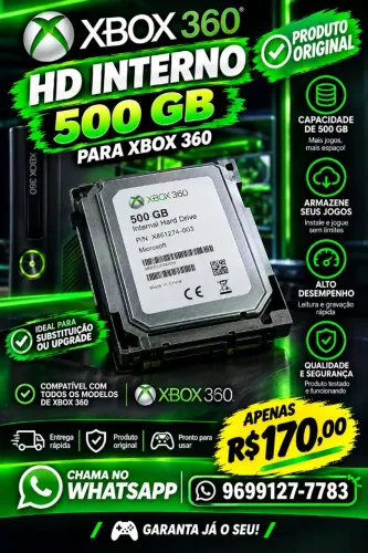 HD original Xbox 360 500 GB pronto pra usar no seu Xbox!