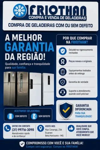 Geladeira Seminova Com Entrega imediata e a Melhor Garantia da Capital