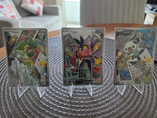 Cartas Pokémon TCG trio de Unova NM (Snivy, Tepig, Oshawott)