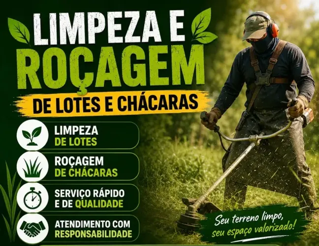 Roçagem e Limpeza de Terrenos, Lotes e Áreas Verdes Sete Lagoas e cidades vizinhas.