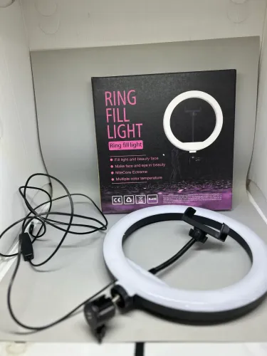  Ring Light Led Luminaria 26cm 10p.tripé 210cm Selfie Youtub 127/220v Preto Branco-frio