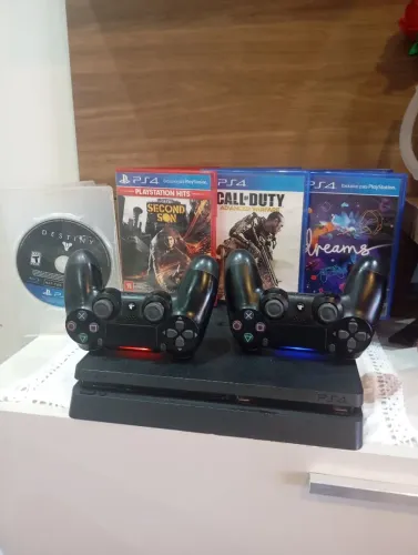 Ps4 slim 1tb 2 controle passo cartão até 12x com juros 