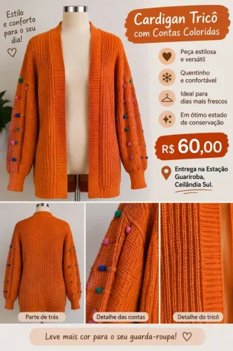 CARDIGAN FEMININO EM TRICÔ