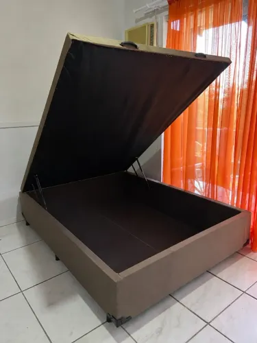 Base Box de Casal Portobel Noah com Baú Poliéster 40x138x188cm + Colchão