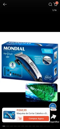 Máquina de Cortar Cabelo Mondial Hair Clipper CR-07 - Nova (Nunca Usada)