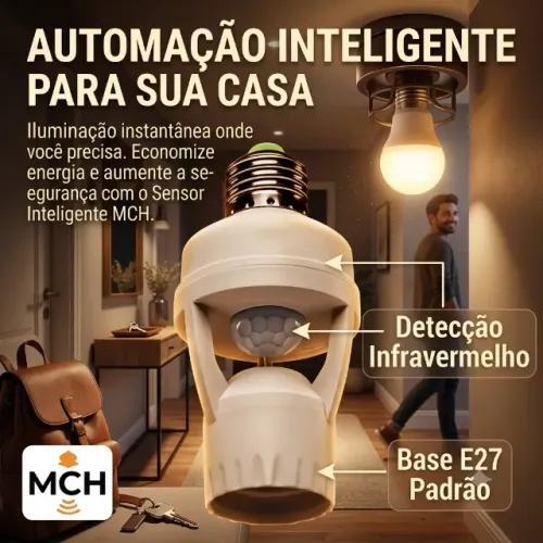 Sensor De Presença Com Fotocélula Para Lâmpada Soquete