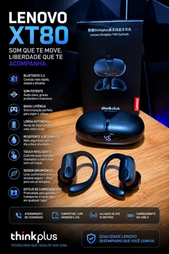 Fone Lenovo XT80(Garantia 3 meses)