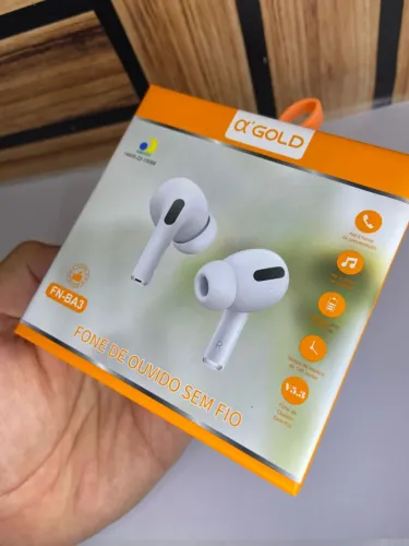 Fone de Ouvido Bluetooth Branco FN-BA3 Wireless A?Gold an3