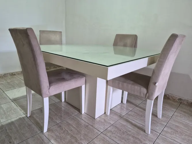 Mesa quadrada de vidro tok stok