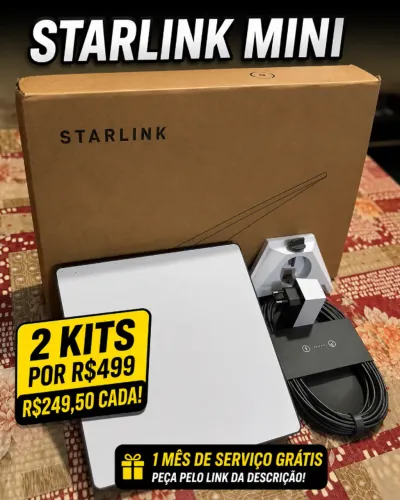 Antena Kit Starlink Mini Oficial + 1 Mês de Serviço Grátis