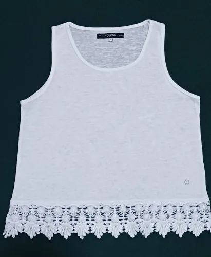 Blusa regata branca com renda YOUCOM tam P