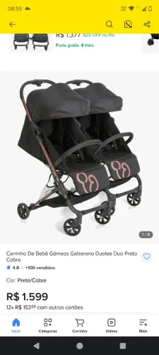 Carrinho Bebê Gêmeos Galzerano
