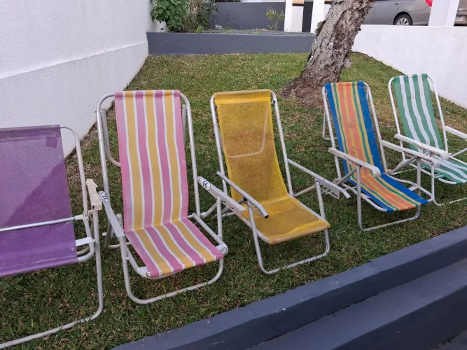 Cadeiras de praia em alumínio usadas