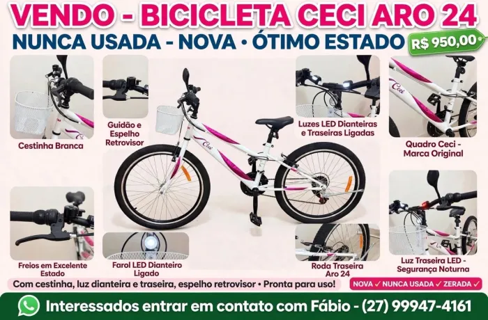 Vendo Bike CALOI CECI Aro 24 com 21 Marcha NOVA Nunca Usada 