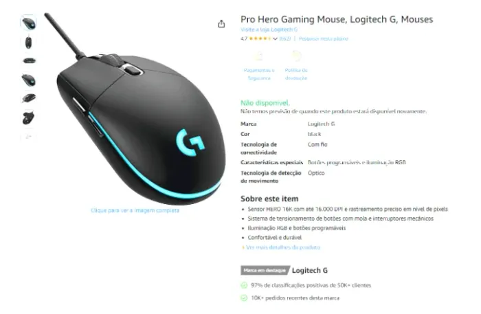 Logitech G Pro HERO - Mouse competitivo (CS2 / Valorant)
