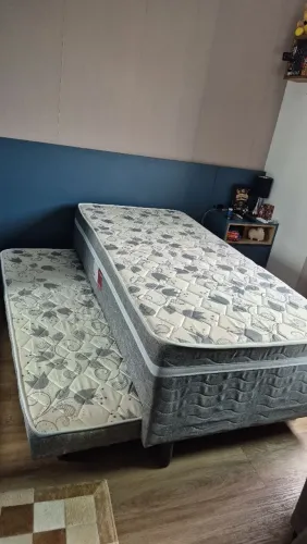Cama Box Solteiro C/ Auxiliar D28 Active Cinza