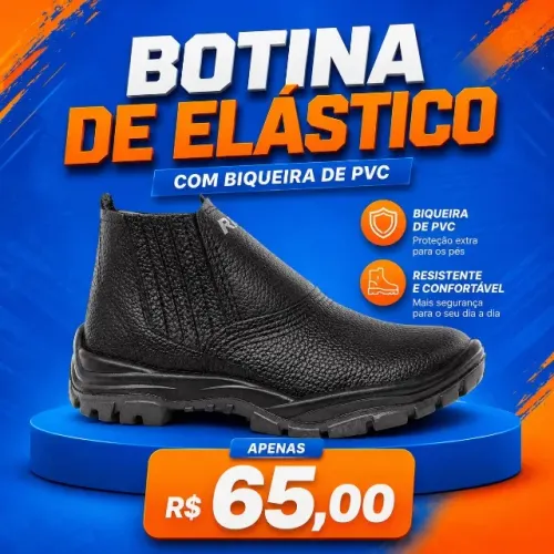 Botina de segurança com elástico lateral e biqueira de PVC