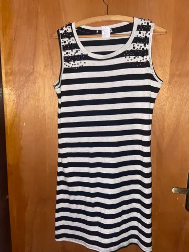 Vestido listras com pedras