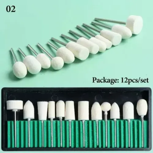 Kit 12 Brocas Polidora Branca Profissional Lixadeira Nail Drill