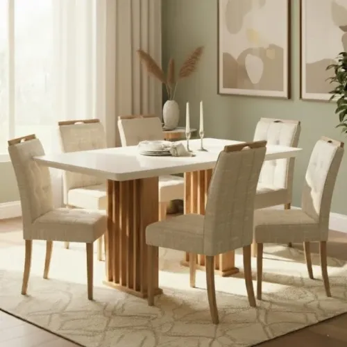 Mesa Jantar Mona 1,60m 6 Cadeiras Produto Novo!! Pronta Entrega!!