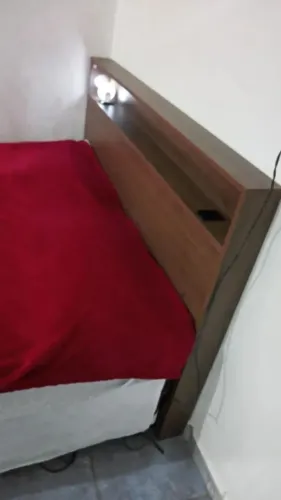 Cabeceira para Cama Box Casal com 2 Tomadas cor café