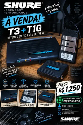 SHURE ! T3 +T1G SISTEMA SEM FIO PARA GUITARRA