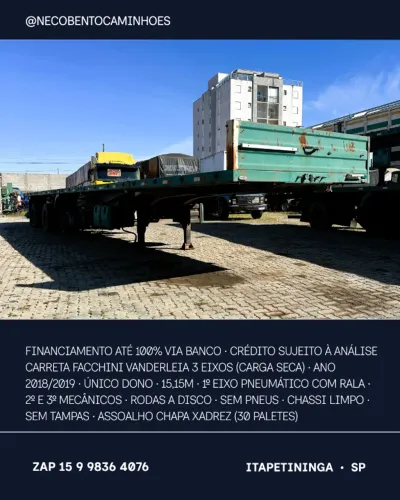 CARRETA FACCHINI VANDERLEIA 3 EIXOS (CARGA SECA) 18/19 FINANCIAMENTO ATÉ 100% VIA BANCO