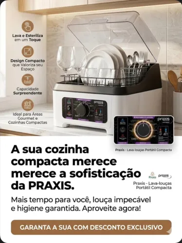 Lava-louças Portátil Praxis 8 Programas - Impecável