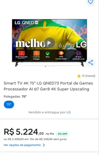Tv smart QNED 75 polegadas modelo novo 2026 75QNED73ASA