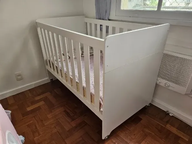 Berço Evolution Branco 4 em 1 - Reller - Com colchão Ortobom