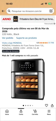 Air Fryer Forno Oven Mondial AFON-12L-BI