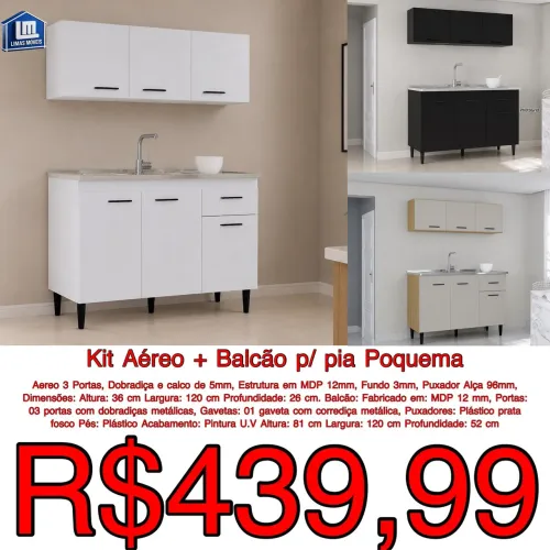Kit Aéreo + Balcão p/ pia Poquema 