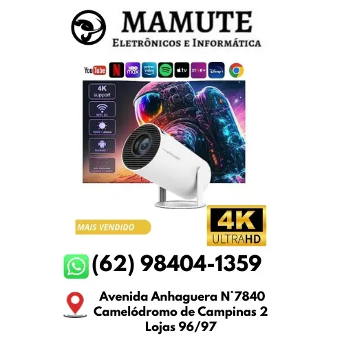 Mini Projetor Smart Hy300 Android 11 Wifi 4K Portátil HDMI Bluetooth