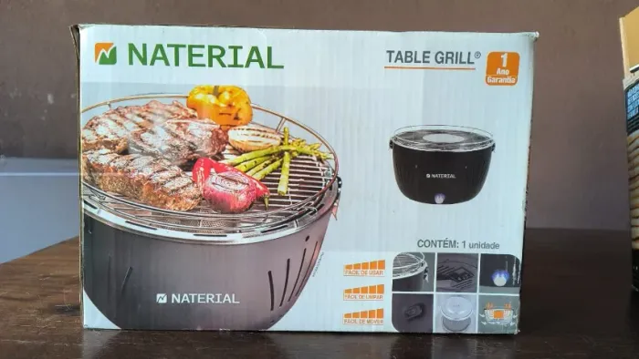 Churrasqueira Naterial Table Grill Elétrica/Carvão - Semi Nova (Usada Apenas 2 Vezes)