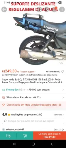 SUPORTE DE BAU DA  125 honda 