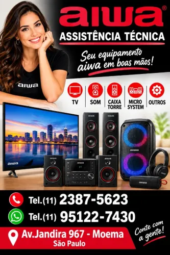 Assistência Técnica Aiwa - TV - SOM - CAIXA TORRE - Tel.(11) 2387-5623 - Moema