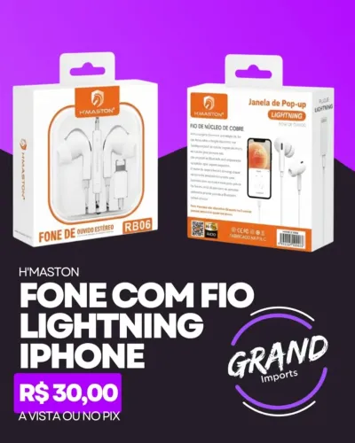 Fone com fio lightining iphone