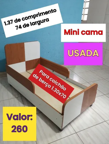 Mini cama infantil USADA para colchão de berço 1.30x70