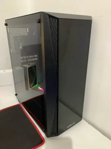 Gabinete Gamer Hyrax Preto com Lateral em Vidro Temperado, 2 USB no Painel Frontal