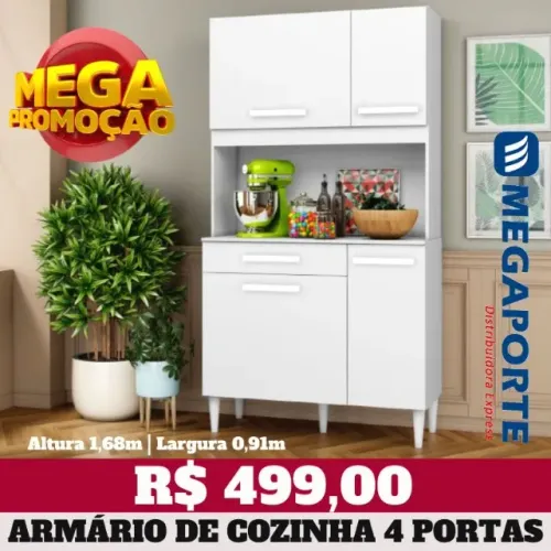 Armário de Cozinha Kit 4 Portas 1 Gaveta (NOVO) Entrega Grátis! 